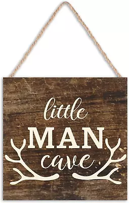 Jetec Little Man Cave Wood Sign Decor Home Vintage Little Man Cave Antlers Wood • $12.35