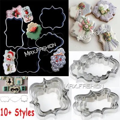 $8.79 • Buy 4x Plaque Frame Border Cookies Cutter Fondant Cake Biscuit Dough Pastry Mold DIY