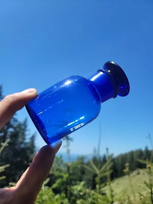 Neat Blue Drug Store Bottle◇ Vintage COBALT Apothecary Jar W  Lid! • $62