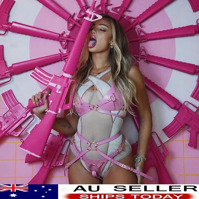 AU Pink Body Bondage Suspenders Sexy Leather Harness Lingerie Clubwear Costumes • $21.29