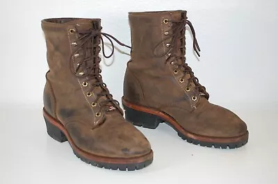 Chippewa Mens 10.5 M Leather Logger Boots Classic Lineman Vibram Soles USA Made • $114.99