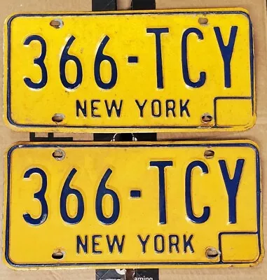 Vintage New York 1973-1986 License Plate PAIR 366 TCY NY • $30