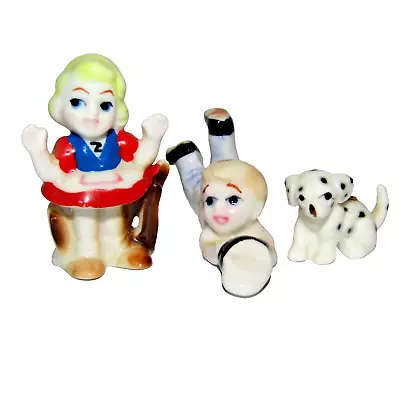 Vintage 1950's Miniature Bone China Jack & Jill & Dog Nursery Rhyme Figurines • $14.99