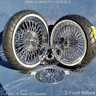 DNA 52 Spoke Chrome Wheels 21 F 18 R Tires Rotors Harley Road King Touring 09-21 • $2199