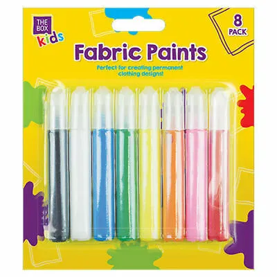 8 Pack Fabric Paints Pens Permanent T-shirt Clothes Designs Assorted Colours Uk • £4.25