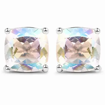 4.20 Carat Genuine White Rainbow Mystic Quartz .925 Sterling Silver Earrings • $35.42