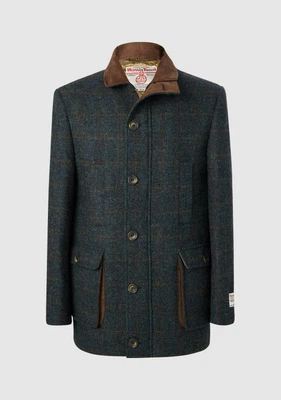 £300 • Buy Gents Bucktrout HARRIS TWEED BOYD FIELD COAT - BLUE CHECK