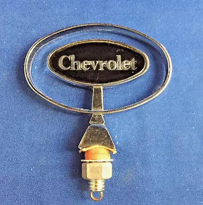 Vintage CHEVROLET Chrome Ornament Hood Topper 2 3/4  Inches Tall Double Sided • $34