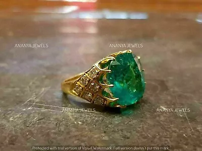 3Ct Cushion Cut Lab-Created Emerald Men's Engagement Ring 14K Yellow Gold Plated • $110.32