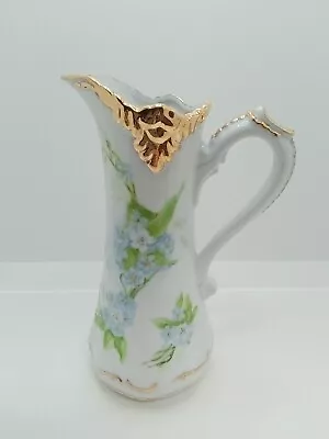 Small Vintage Vase/Pitcher With Florals & Gilt Trim 7.75  • $20