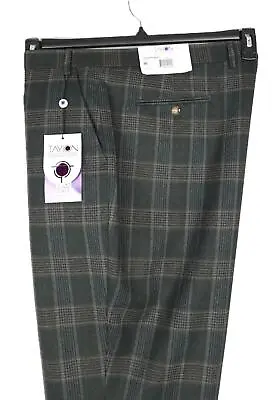 Tayion Collection Men's Classic-Fit Wool Blend Suit Pants Green Plaid 42x32 NWT • $48.71