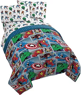 Jay Franco Marvel Avengers Fighting Team 5 Piece Queen Bed Set - Includes • $76.59