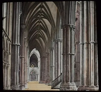 £15 • Buy ANTIQUE Magic Lantern Slide LINCOLN CATHEDRAL NORTH AISLE C1890 VICTORIAN PHOTO