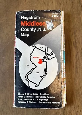 Hagstrom Middlesex County New Jersey Street Bus Line Map Poor Condition 34x38 • $9.99