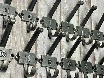 Coat Hooks- Numbers And Letters - Cast Iron -0-20 /a-z-vintage Antique Iron • £51