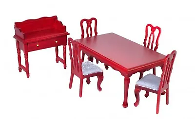 Wooden Dining Set Table Chairs & Desk Tumdee 1:12 Scale Dolls House Miniature 41 • $23.63