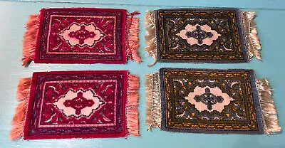 Vintage Dollhouse Rugs Lot Of 4 Tobacco Felts - 5.5” X 3” • $6