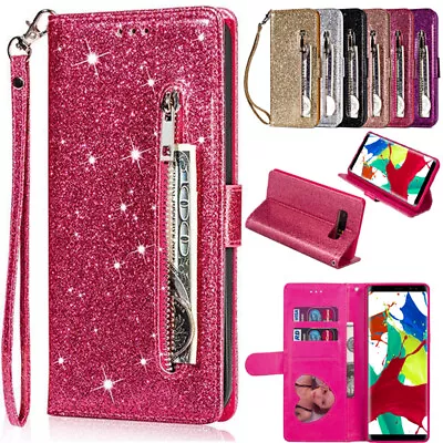 Bling Shinny Wallet Leather Flip Case For Samsung S22 S21 S20 Plus Note 20 Ultra • $12.59