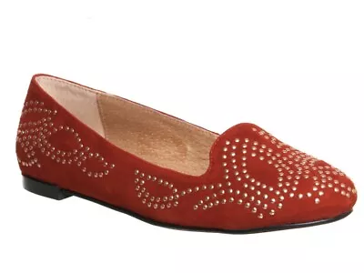 Office Size 3.5 Lindy Hop Studded Slipper Rust Suede Studded • £14