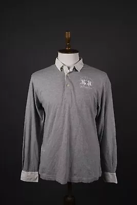 La Martina Saddlery Gray Mens Long Sleeve Polo Shirt Size XL • $34.99