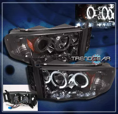For 02-05 Ram 1500/03-05 2500 3500 Pickup Halo Led Projector Headlights Smoke • $156.95
