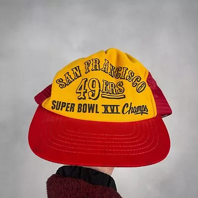 Vintage 80s San Francisco 49ers Snapback Trucker Hat Super Bowl XVI Champs • $21.88