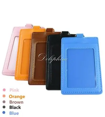 $2.99 • Buy Vertical ID Badge Holder 4 Layers PU Leather With 1 ID Window And 1 Card Slot 