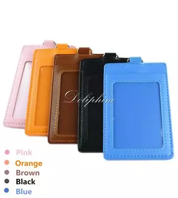 Vertical ID Badge Holder 4 Layers PU Leather With 1 ID Window And 1 Card Slot  • $2.99