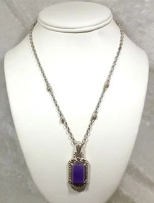 $139 • Buy Judith Ripka 925 Sterling Silver Amethyst With CZ'S 18 Inch Necklace 25.7 Grams