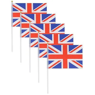 5Pc UNION JACK PARTY FLAGS Small Hand Held Waving Royal Jubilee Celebration Set • £6.10