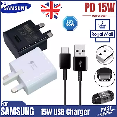 UK USB Fast Charger Charging Adapter Plug 15W / Cable For Samsung Galaxy Phones • £2.75