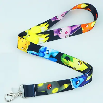 Nintendo Pokemon Eevee EEVEELUTION Anime Cute Lanyard Strap Badge Keychain Pin • $8.50