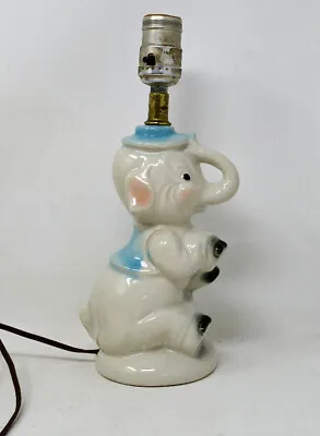 Vintage Ceramic Circus Elephant Table Lamp Cute Nursery Lamp Works • $49.95