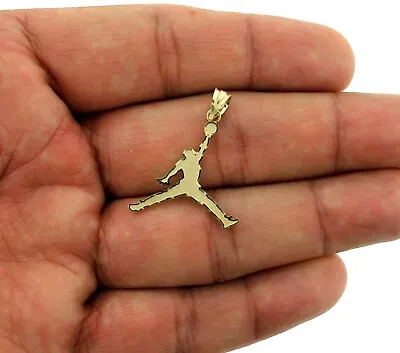 Real 10K Yellow Gold Diamond Cut Small Michael Jordan Jumpman Charm Pendant • $119.99