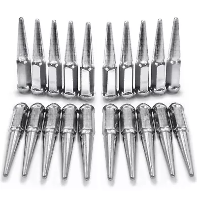 Silver 9/16 -18 Spiked Lug Nut 20 Set Acorn USA H1 CAR NASTY EAT Pick Up Truck • $64.99