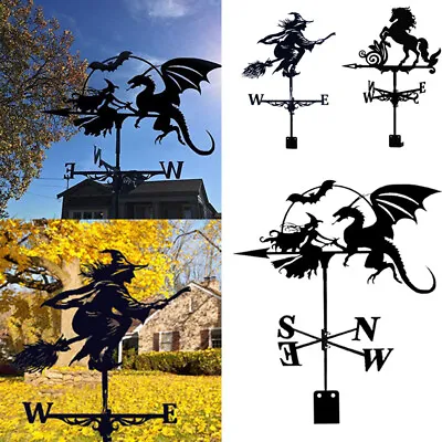 Witch Weather Vane Iron Wind Vane Wind Speed Spinner Vane Garden Yard Decor UK • £15.83