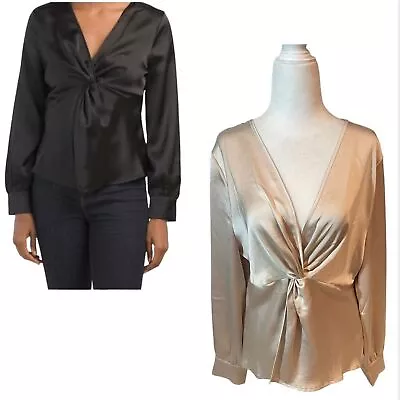 Nicole Miller Gold Twist Front Blouse Size Large • $24