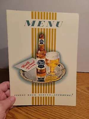 (VTG) 1954 Pabst Beer Bottle Menu Cover Milwaukee PBR Arcadia Inn Park Program  • $24.99