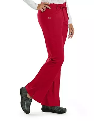 Barco NRG Womens Junior Fit Four Pocket Straight Leg Scrub Pants Red XL • $9.99