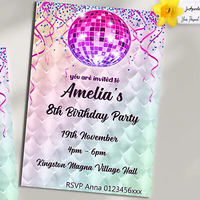 Personalised Disco Invitations Birthday Party Envelopes Invites Pack 8162032  • £5.20