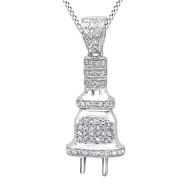 Solid 10K Gold Mini Power Plug Diamond Pendant For Men 0.20 Ct • $374.54