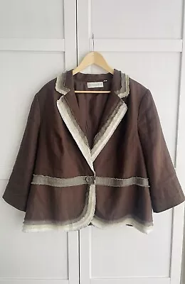 EDINA RONAY Stunning Dark Brown  %100 Linen Jacket! Size Uk22 • £25