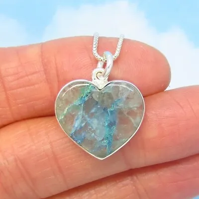 Tiny Quantum Quattro Heart Necklace Sterling Silver 281233 Aqua 3rd Rock • $49.99