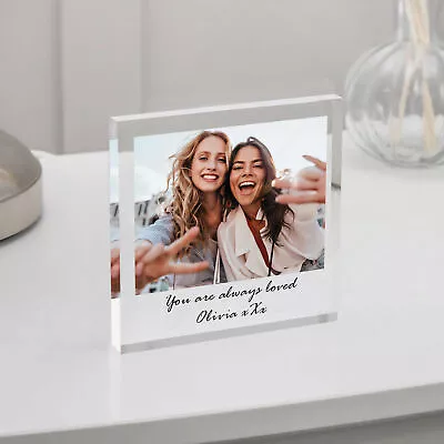 Personalised Acrylic Photo Block Picture Frame Free Standing Keepsake Gift • £7.99