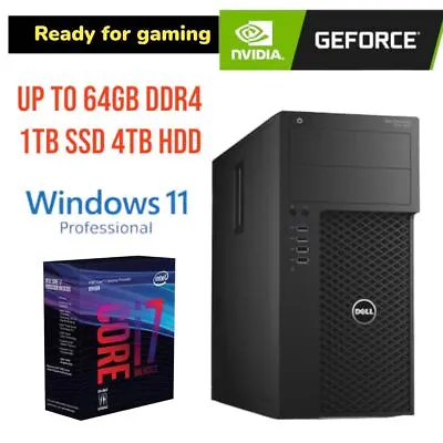 GAMING READY Dell Precision 3620 Tower I7 NVIDIA GTX745 Up 32GB DDR4 4TB SSD BT • $115.99