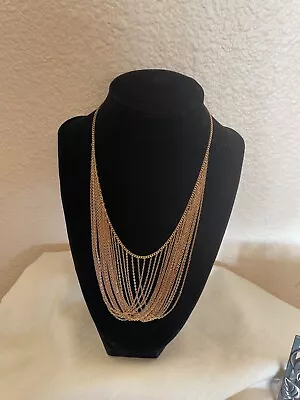 Vintage Sarah Coventry Gold Tone Chain Drape Bib 16” Necklace Collar Estate • $6.50