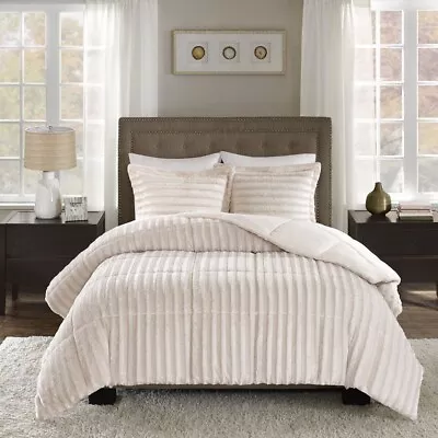 FULL/QUEEN Madison Park Duke Faux Fur 3 Piece Comforter Set • $29.99