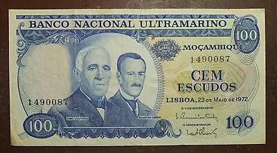 MOZAMBIQUE 100 Escudos 23-5-1972 P113 VF Coutinho Cabral / Surveyor • $12.50