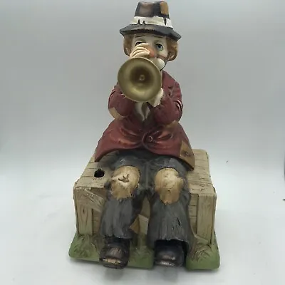 WACO Willie The Trumpeter Hobo Clown Melody In Motion Music Box Porcelain Japan • $39