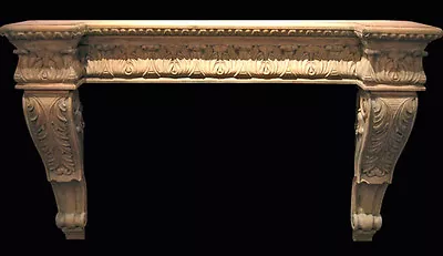 Acanthus Fireplace Mantle Faux Stone Marble Travertine Art Home Decor Carved  • $2500